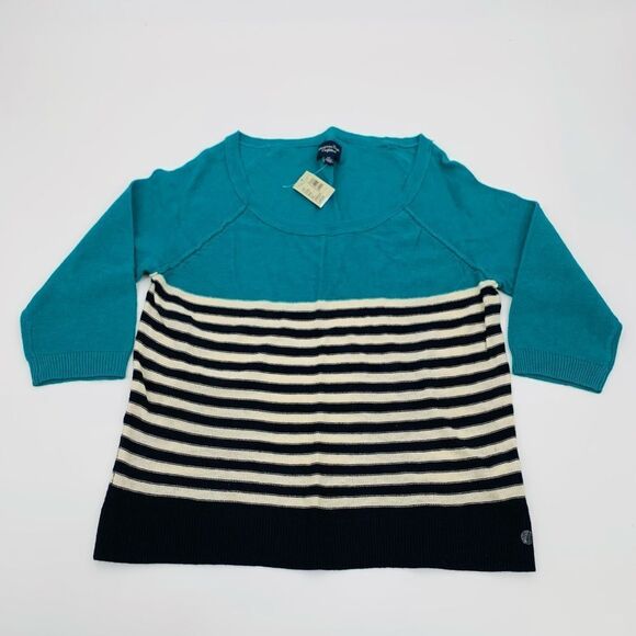 American eagle outfitters | new with tags Teal and Black Striped Women's Sweater - Picture 1 of 5